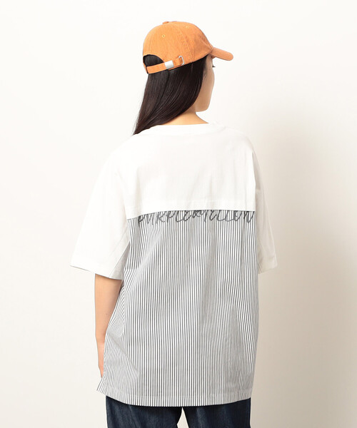 Purple&Yellow（パープルアンドイエロー）の「布帛切り替えバックプリントＴシャツ（Tシャツ/カットソー・メンズ・ホワイト/オートミール/ブラック/ベージュ・SMALL/LARGE/MEDIUM）」の12枚目の写真