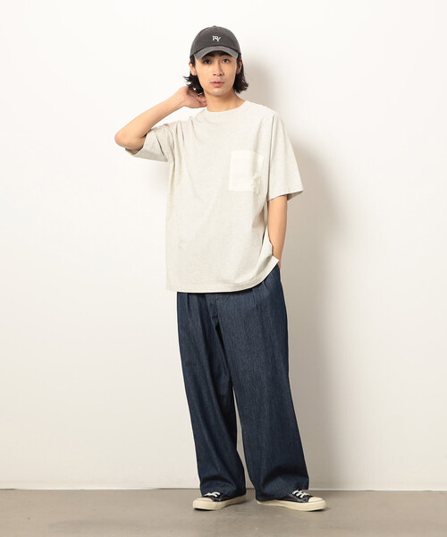 Purple&Yellow（パープルアンドイエロー）の「布帛切り替えバックプリントＴシャツ（Tシャツ/カットソー・メンズ・ホワイト/オートミール/ブラック/ベージュ・SMALL/LARGE/MEDIUM）」の13枚目の写真