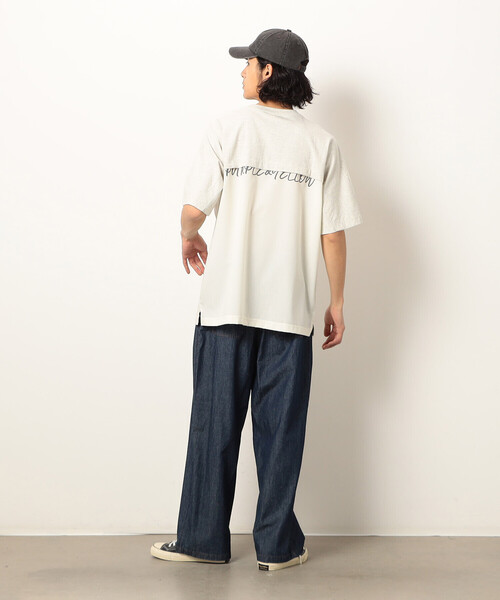 Purple&Yellow（パープルアンドイエロー）の「布帛切り替えバックプリントＴシャツ（Tシャツ/カットソー・メンズ・ホワイト/オートミール/ブラック/ベージュ・SMALL/LARGE/MEDIUM）」の14枚目の写真