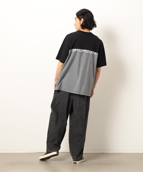 Purple&Yellow（パープルアンドイエロー）の「布帛切り替えバックプリントＴシャツ（Tシャツ/カットソー・メンズ・ホワイト/オートミール/ブラック/ベージュ・SMALL/LARGE/MEDIUM）」の22枚目の写真