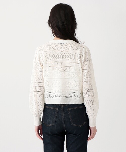 Afternoon Tea(アフタヌーンティー)の「透かし編みクルーネックカーディガン(カーディガン/ボレロ・レディース・オフホワイト/ベージュ/ネイビー・MEDIUM)」の12枚目の写真