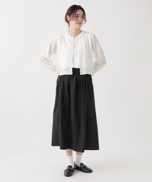 Afternoon Tea(アフタヌーンティー)の「透かし編みクルーネックカーディガン(カーディガン/ボレロ・レディース・オフホワイト/ベージュ/ネイビー・MEDIUM)」の10枚目の写真