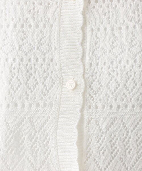 Afternoon Tea(アフタヌーンティー)の「透かし編みクルーネックカーディガン(カーディガン/ボレロ・レディース・オフホワイト/ベージュ/ネイビー・MEDIUM)」の8枚目の写真