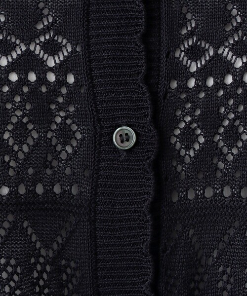 Afternoon Tea(アフタヌーンティー)の「透かし編みクルーネックカーディガン(カーディガン/ボレロ・レディース・オフホワイト/ベージュ/ネイビー・MEDIUM)」の6枚目の写真