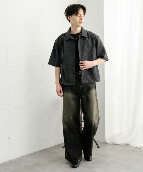 SENSE OF PLACE by URBAN RESEARCH（センスオブプレイスバイアーバンリサーチ）の「『ユニセックス』『接触冷感/吸水速乾/イージーケア』リネンライクボクシーショートスリーブシャツ（シャツ/ブラウス・メンズ・ライトベージュ/ブラック/ブラウン・MEDIUM/LARGE）」の10枚目の写真