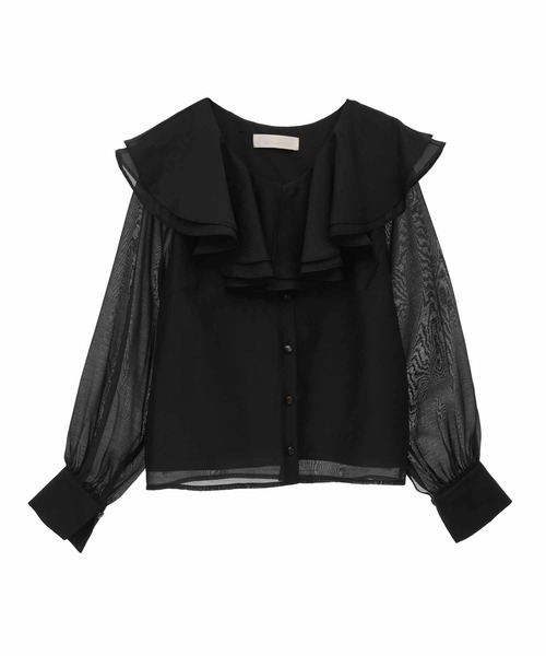 31 Sons de mode(トランテアン ソン ドゥ モード)の「シアーフリルブラウス(シャツ/ブラウス・レディース・ブラック/ベージュ/オフホワイト・フリー)」の3枚目の写真