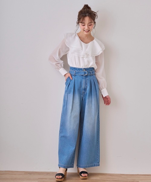 31 Sons de mode(トランテアン ソン ドゥ モード)の「シアーフリルブラウス(シャツ/ブラウス・レディース・ブラック/ベージュ/オフホワイト・フリー)」の16枚目の写真