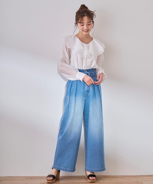 31 Sons de mode(トランテアン ソン ドゥ モード)の「シアーフリルブラウス(シャツ/ブラウス・レディース・ブラック/ベージュ/オフホワイト・フリー)」の17枚目の写真