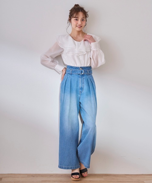 31 Sons de mode(トランテアン ソン ドゥ モード)の「シアーフリルブラウス(シャツ/ブラウス・レディース・ブラック/ベージュ/オフホワイト・フリー)」の19枚目の写真