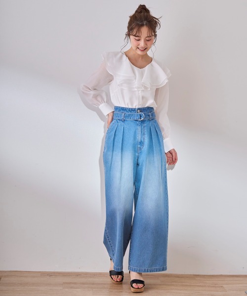 31 Sons de mode(トランテアン ソン ドゥ モード)の「シアーフリルブラウス(シャツ/ブラウス・レディース・ブラック/ベージュ/オフホワイト・フリー)」の21枚目の写真