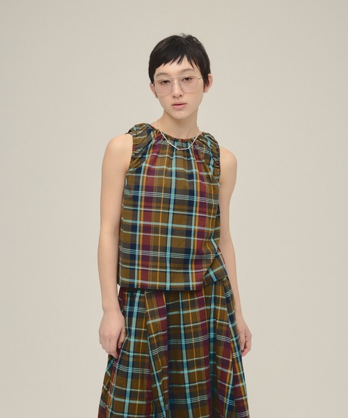 eL（エル）の「【eL】Made In India Madras Check Blouse/319875（シャツ/ブラウス・レディース・パープル系その他/グリーン系その他・FREE）」の2枚目の写真