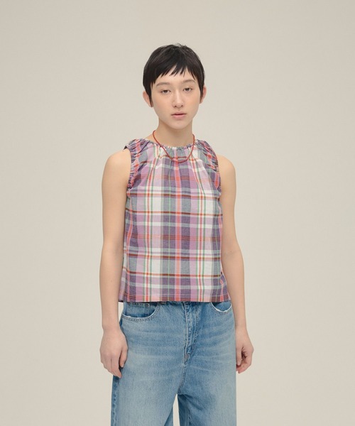 eL（エル）の「【eL】Made In India Madras Check Blouse/319875（シャツ/ブラウス・レディース・パープル系その他/グリーン系その他・FREE）」の6枚目の写真