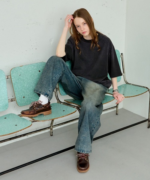 WETTEMPT(ウィテンプト)の「GARMENT DYED SPRAY DRAWCORD TEE /ガーメントダイスプレードローコードT(Tシャツ/カットソー・メンズ・グレイッシュブルー/ブラック/ネイビー/ブラウン・SMALL/LARGE/MEDIUM)」の17枚目の写真