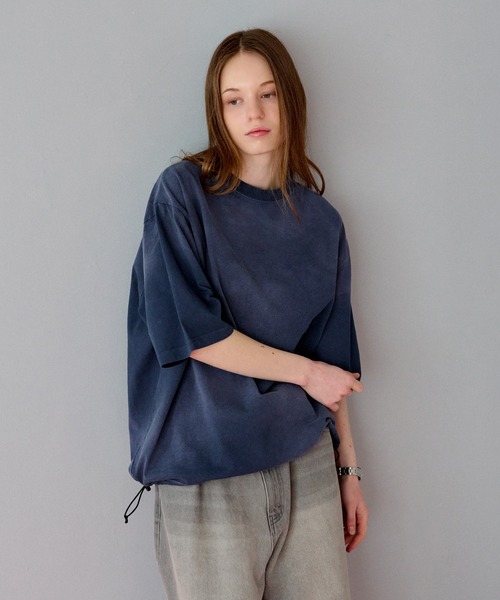 デデデ セール】GARMENT DYED SPRAY DRAWCORD TEE /ガーメントダイスプレー