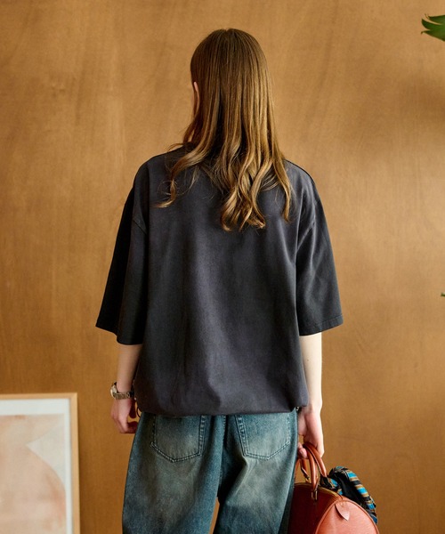 WETTEMPT(ウィテンプト)の「GARMENT DYED SPRAY DRAWCORD TEE /ガーメントダイスプレードローコードT(Tシャツ/カットソー・メンズ・グレイッシュブルー/ブラック/ネイビー/ブラウン・SMALL/LARGE/MEDIUM)」の8枚目の写真