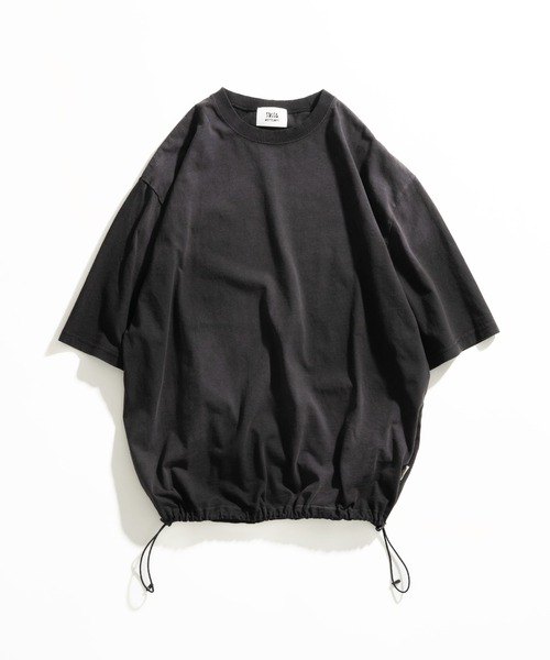 WETTEMPT(ウィテンプト)の「GARMENT DYED SPRAY DRAWCORD TEE /ガーメントダイスプレードローコードT(Tシャツ/カットソー・メンズ・グレイッシュブルー/ブラック/ネイビー/ブラウン・SMALL/LARGE/MEDIUM)」の5枚目の写真