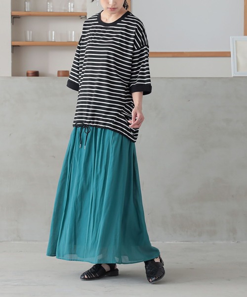 n'OrLABEL(ノアールレーベル)の「ボーダードロストプルオーバー(Tシャツ/カットソー・レディース・ブラウン/ブルー/ホワイト/ブラック・FREE)」の22枚目の写真
