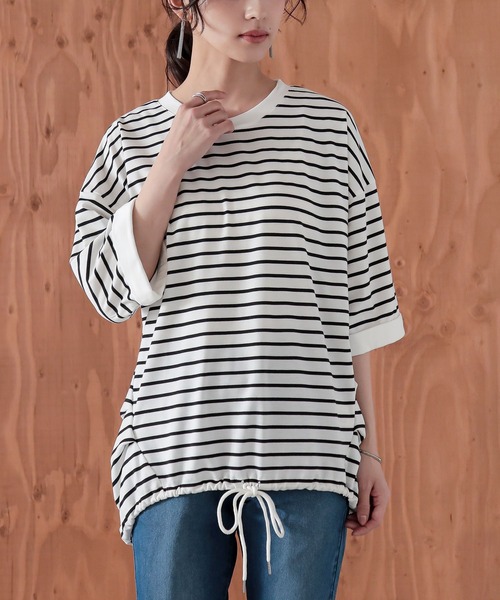 n'OrLABEL(ノアールレーベル)の「ボーダードロストプルオーバー(Tシャツ/カットソー・レディース・ブラウン/ブルー/ホワイト/ブラック・FREE)」の20枚目の写真