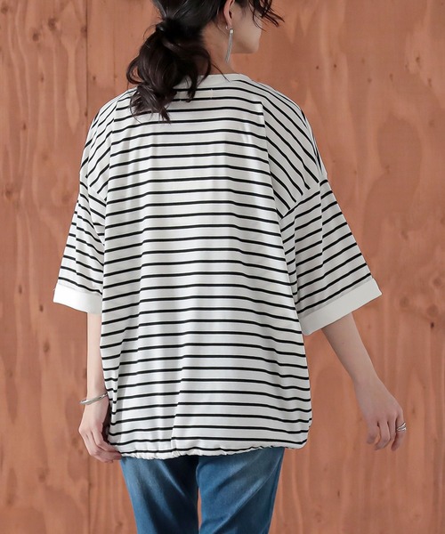 n'OrLABEL(ノアールレーベル)の「ボーダードロストプルオーバー(Tシャツ/カットソー・レディース・ブラウン/ブルー/ホワイト/ブラック・FREE)」の18枚目の写真