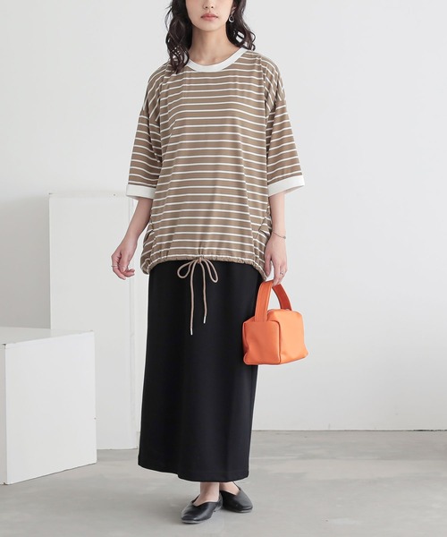 n'OrLABEL(ノアールレーベル)の「ボーダードロストプルオーバー(Tシャツ/カットソー・レディース・ブラウン/ブルー/ホワイト/ブラック・FREE)」の11枚目の写真