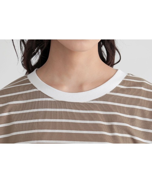 n'OrLABEL(ノアールレーベル)の「ボーダードロストプルオーバー(Tシャツ/カットソー・レディース・ブラウン/ブルー/ホワイト/ブラック・FREE)」の7枚目の写真