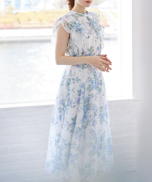 tocco closet(トッコ クローゼット)の「ガーデンローズプリントシアーチェックフリルブラウス(シャツ/ブラウス・レディース・ブルー/ピンク・M)」の8枚目の写真