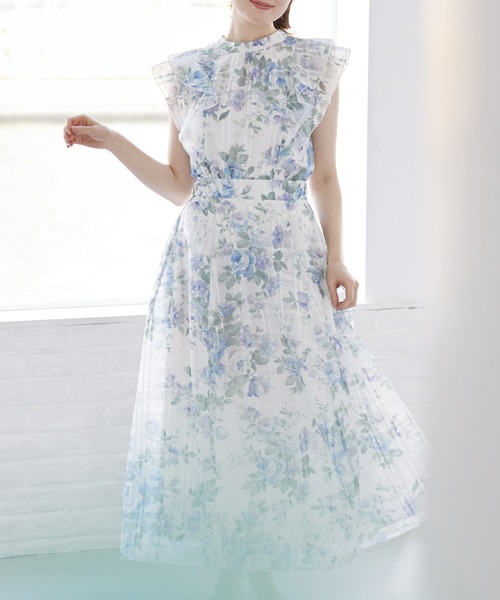 tocco closet(トッコ クローゼット)の「ガーデンローズプリントシアーチェックフリルブラウス(シャツ/ブラウス・レディース・ブルー/ピンク・M)」の7枚目の写真