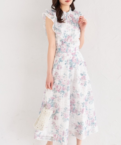 tocco closet(トッコ クローゼット)の「ガーデンローズプリントシアーチェックフリルブラウス(シャツ/ブラウス・レディース・ブルー/ピンク・M)」の14枚目の写真