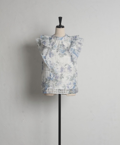 tocco closet(トッコ クローゼット)の「ガーデンローズプリントシアーチェックフリルブラウス(シャツ/ブラウス・レディース・ブルー/ピンク・M)」の19枚目の写真