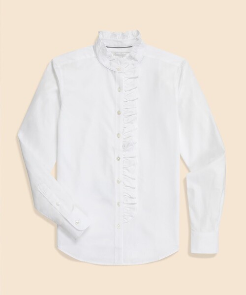 ブルックスブラザーズ（Brooks Brothers）/スーピマコットン　ラッフルカラーブラウス スーピマコットン ラッフルカラーブラウス（シャツ/ブラウス）｜BROOKS