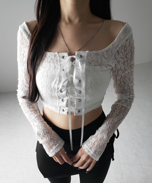 【極美品】Fete　エリザコルセットトップス　リボン付トップス　Mサイズ　白 再販!!】Eliza Corset Tops エリザ・コルセット・トップス