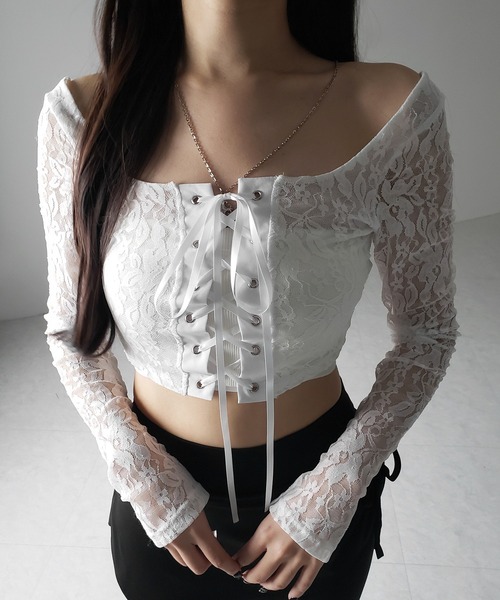 【極美品】Fete　エリザコルセットトップス　リボン付トップス　Mサイズ　白 再販!!】Eliza Corset Tops エリザ・コルセット・トップス
