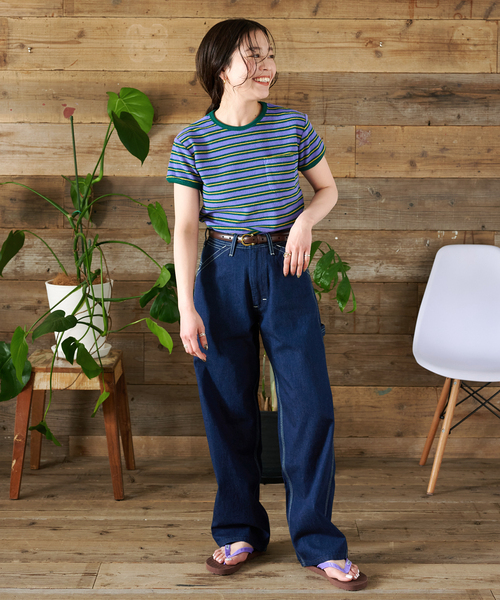 B.C STOCK(ベーセーストック)の「手洗い可 / Gleamy/グリーミー ボーダーTEE(Tシャツ/カットソー・レディース・パープル/その他11/サックスブルー・FREE)」の5枚目の写真