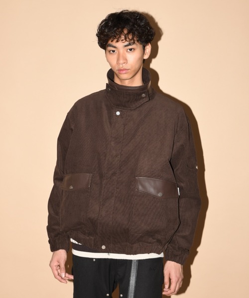 SUPERTHANKS(スーパーサンクス)の「コーデュロイ×フェイクレザージャケット/Corduroy Harrington Jacket(ブルゾン・メンズ・ブラウン/モカ/ブラック・S/M/L)」の2枚目の写真