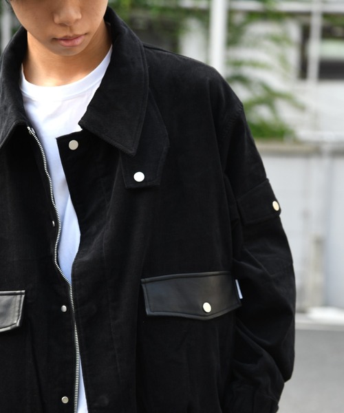 SUPERTHANKS(スーパーサンクス)の「コーデュロイ×フェイクレザージャケット/Corduroy Harrington Jacket(ブルゾン・メンズ・ブラウン/モカ/ブラック・S/M/L)」の4枚目の写真