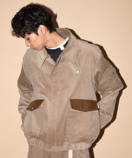 SUPERTHANKS(スーパーサンクス)の「コーデュロイ×フェイクレザージャケット/Corduroy Harrington Jacket(ブルゾン・メンズ・ブラウン/モカ/ブラック・S/M/L)」の16枚目の写真