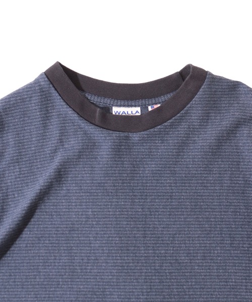 WALLA WALLA SPORT(ワラワラスポーツ)の「U.S. MADE JACQUARD STRIPE TEE/ ユーエスメイド ジャカード ストライプ ティー(Tシャツ/カットソー・メンズ・ネイビー/オリーブ/グレー/ブラック・LARGE/X-LARGE/MEDIUM)」の8枚目の写真