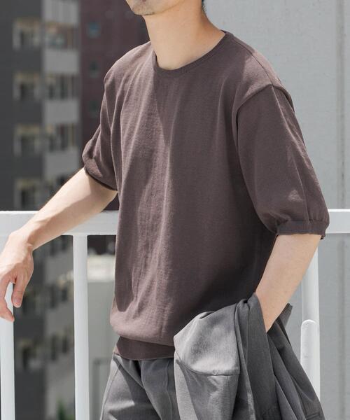 URBAN RESEARCH ROSSO MEN（アーバンリサーチロッソメン）の「『UR TECH ひやサラクール』AIRDRY半袖クルーニット（ニット/セーター・メンズ・ネイビー/ライトグレー/チャコールグレー/カーキ・MEDIUM/LARGE）」の5枚目の写真