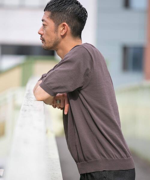 URBAN RESEARCH ROSSO MEN（アーバンリサーチロッソメン）の「『UR TECH ひやサラクール』AIRDRY半袖クルーニット（ニット/セーター・メンズ・ネイビー/ライトグレー/チャコールグレー/カーキ・MEDIUM/LARGE）」の15枚目の写真