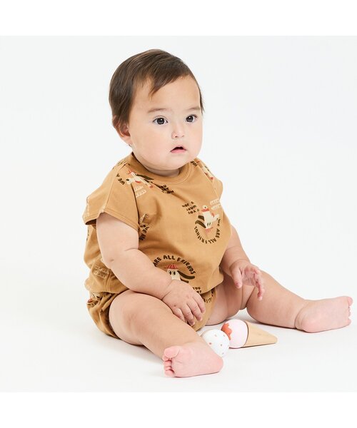 p.premier(ピードットプルミエ)の「イロチ買いしたい総柄バルーンストレッチロンパス(ロンパース・キッズ・キャメル/レッド/チャコール/ラベンダー/オレンジ・70/80)」の6枚目の写真
