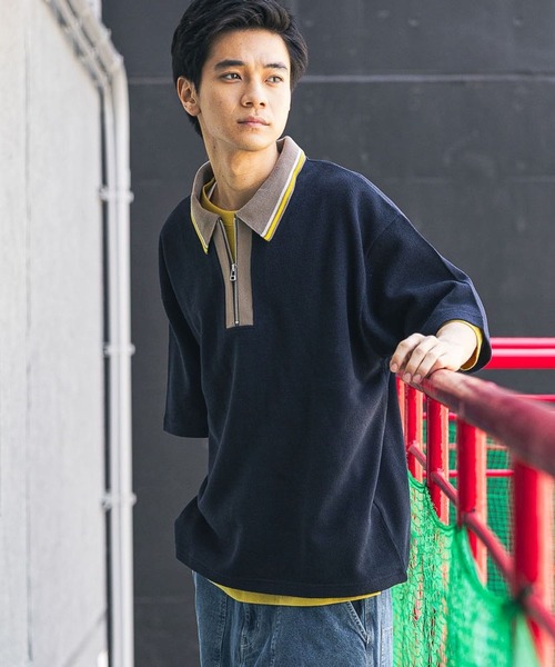 niko and...（ニコアンド）の「ドライタッチレトロラインポロ（ポロシャツ・メンズ・ネイビー/ライトグリーン/アイボリー・MEDIUM/LARGE）」の5枚目の写真