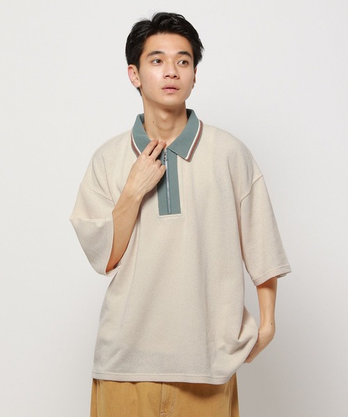 niko and...（ニコアンド）の「ドライタッチレトロラインポロ（ポロシャツ・メンズ・ネイビー/ライトグリーン/アイボリー・MEDIUM/LARGE）」の9枚目の写真