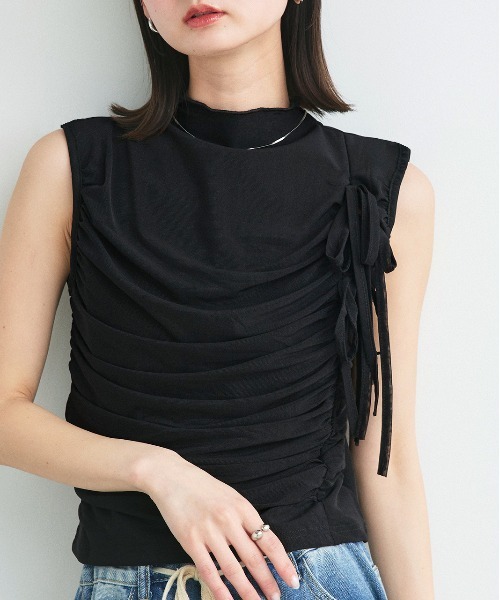 カットドッキングギャザートップス(38 BLACK): トップス｜PMbox