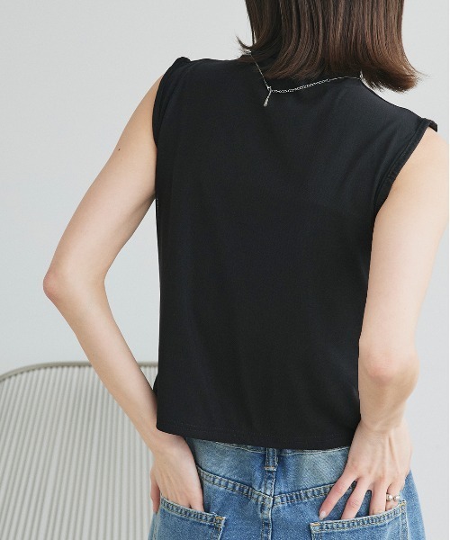 ad thie(アドティエ)の「サイドリボン ギャザートップス(Tシャツ/カットソー・レディース・ブラック/アイボリー・FREE)」の9枚目の写真