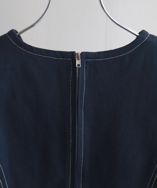 NOGLE（ノグル）の「【NOGLE/ノグル】ステッチノースリートップス（タンクトップ・レディース・ネイビー/アイボリー・FREE）」の6枚目の写真