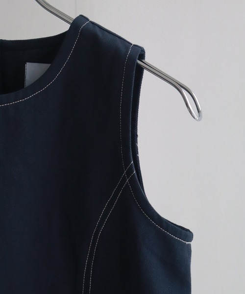 NOGLE（ノグル）の「【NOGLE/ノグル】ステッチノースリートップス（タンクトップ・レディース・ネイビー/アイボリー・FREE）」の5枚目の写真