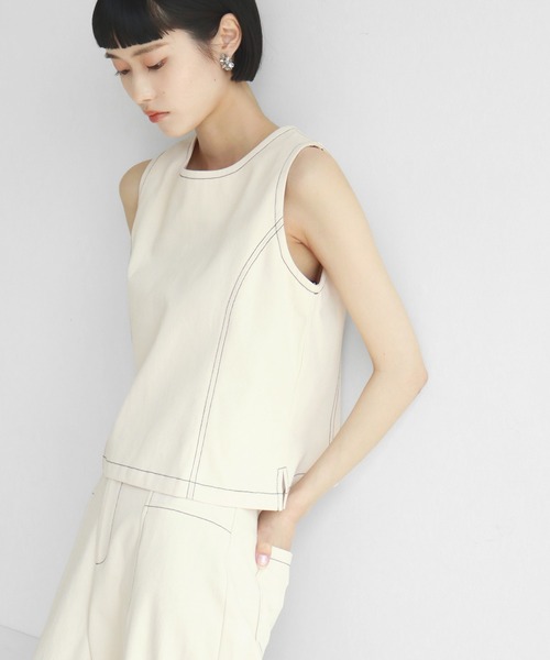 NOGLE（ノグル）の「【NOGLE/ノグル】ステッチノースリートップス（タンクトップ・レディース・ネイビー/アイボリー・FREE）」の13枚目の写真