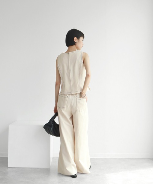 NOGLE（ノグル）の「【NOGLE/ノグル】ステッチノースリートップス（タンクトップ・レディース・ネイビー/アイボリー・FREE）」の19枚目の写真