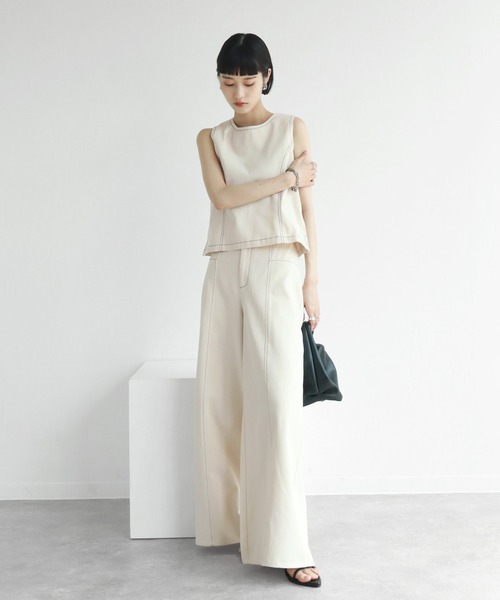 NOGLE（ノグル）の「【NOGLE/ノグル】ステッチノースリートップス（タンクトップ・レディース・ネイビー/アイボリー・FREE）」の20枚目の写真