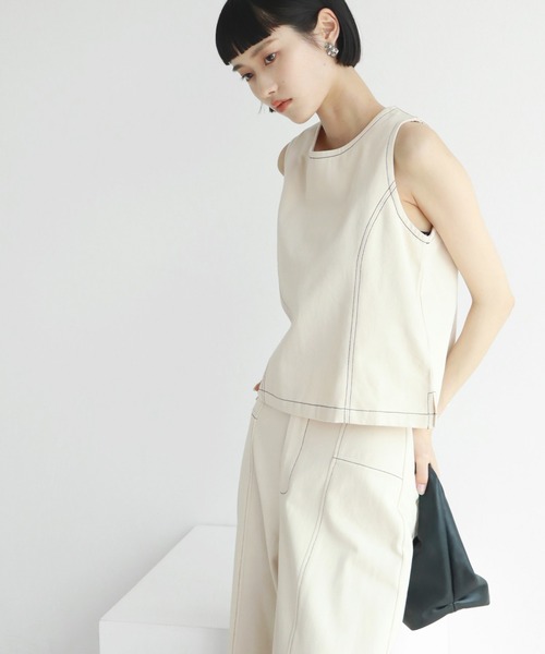 NOGLE（ノグル）の「【NOGLE/ノグル】ステッチノースリートップス（タンクトップ・レディース・ネイビー/アイボリー・FREE）」の21枚目の写真